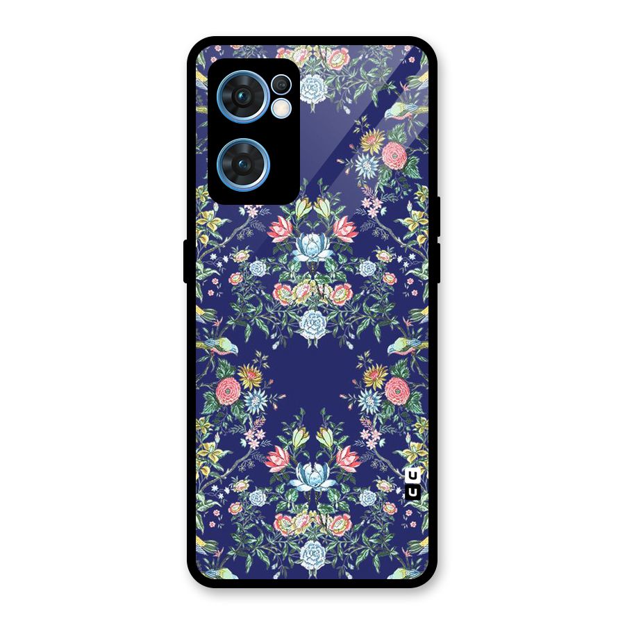 Little Flowers Pattern Glass Back Case for Oppo Reno7 5G
