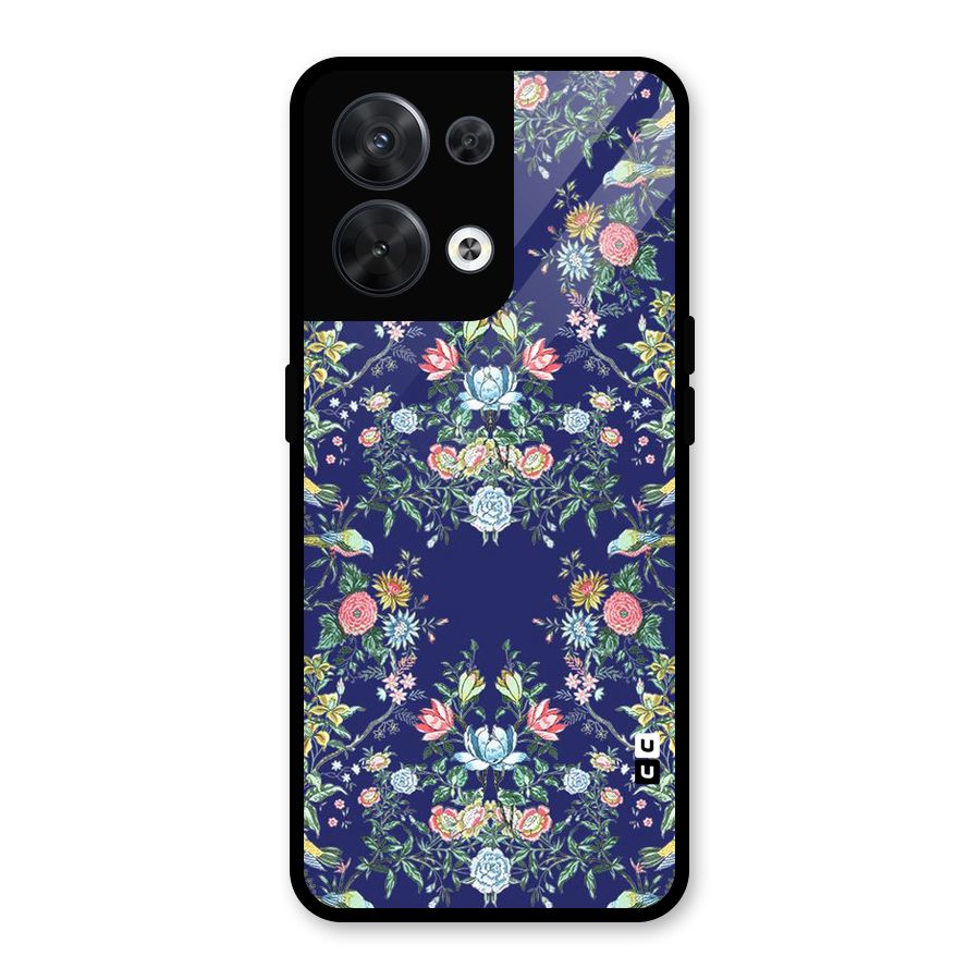 Little Flowers Pattern Glass Back Case for Oppo Reno8 5G