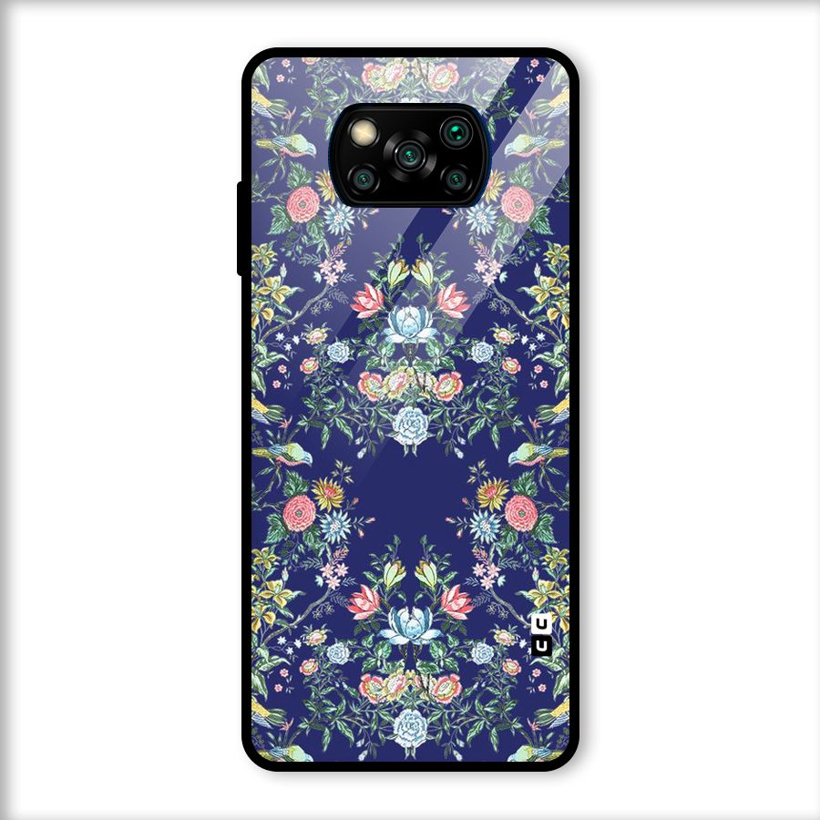 Little Flowers Pattern Glass Back Case for Poco X3