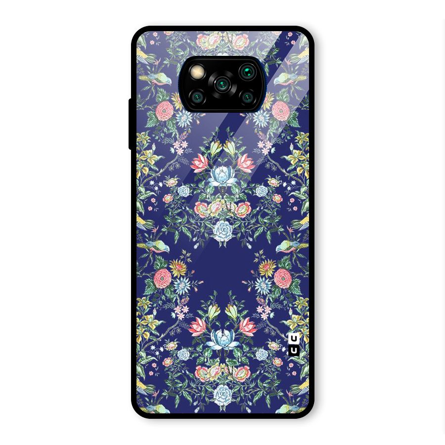 Little Flowers Pattern Glass Back Case for Poco X3 Pro