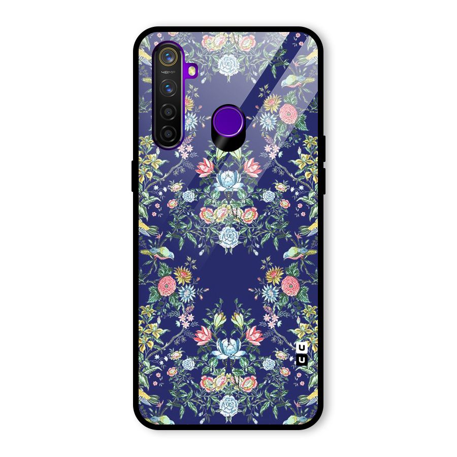 Little Flowers Pattern Glass Back Case for Realme 5 Pro