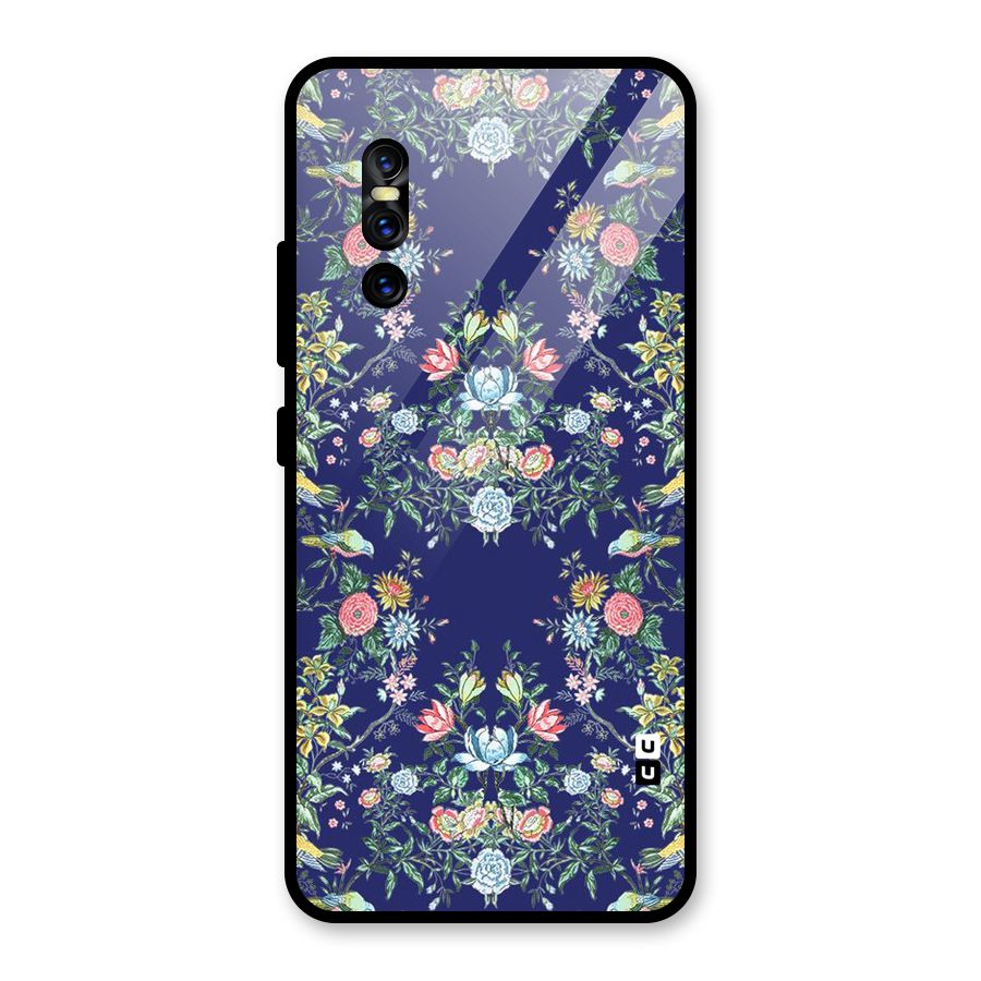 Little Flowers Pattern Glass Back Case for Vivo V15 Pro
