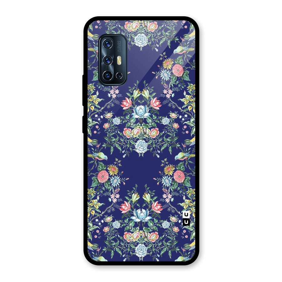 Little Flowers Pattern Glass Back Case for Vivo V17