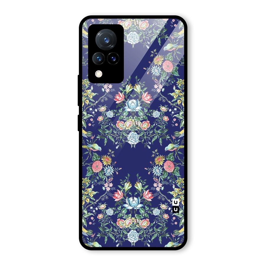 Little Flowers Pattern Glass Back Case for Vivo V21 5G