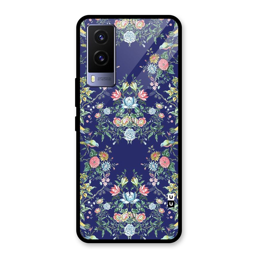 Little Flowers Pattern Glass Back Case for Vivo V21e 5G