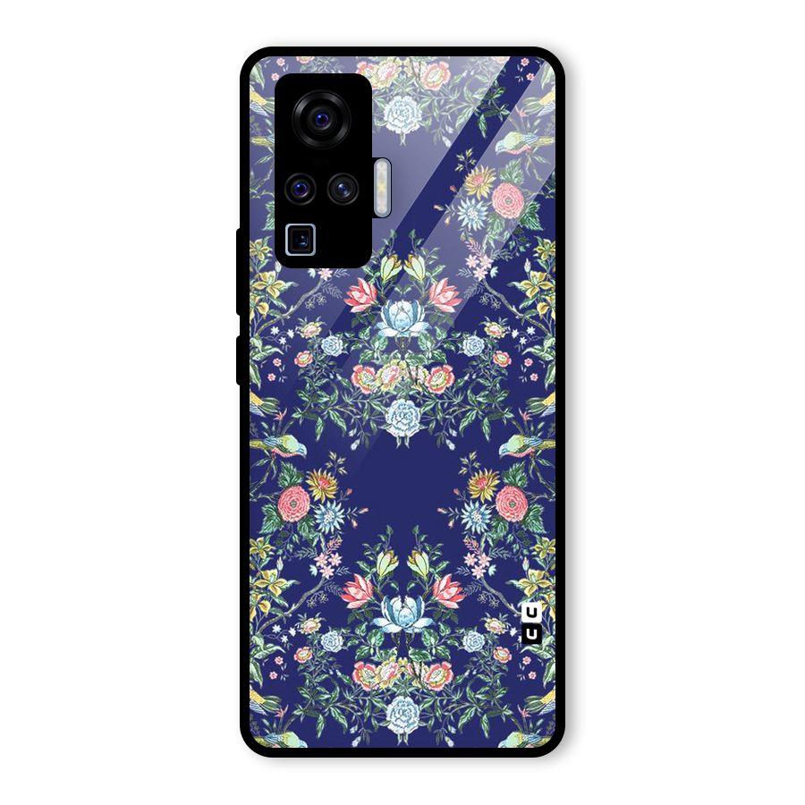 Little Flowers Pattern Glass Back Case for Vivo X50 Pro