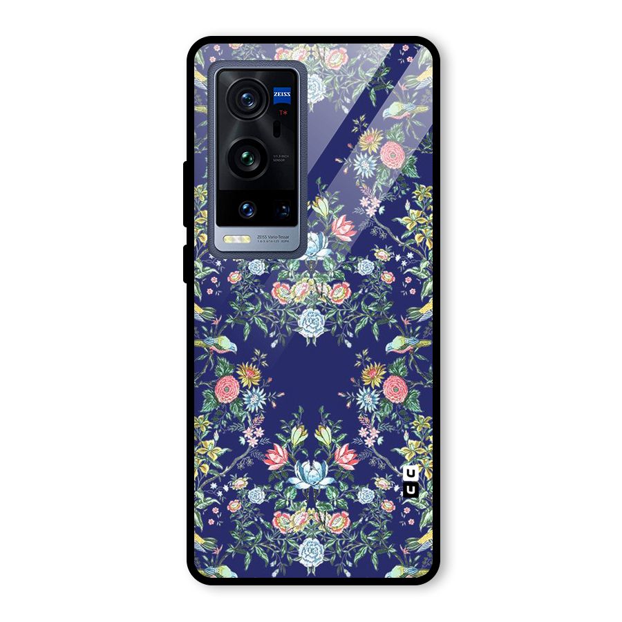 Little Flowers Pattern Glass Back Case for Vivo X60 Pro Plus