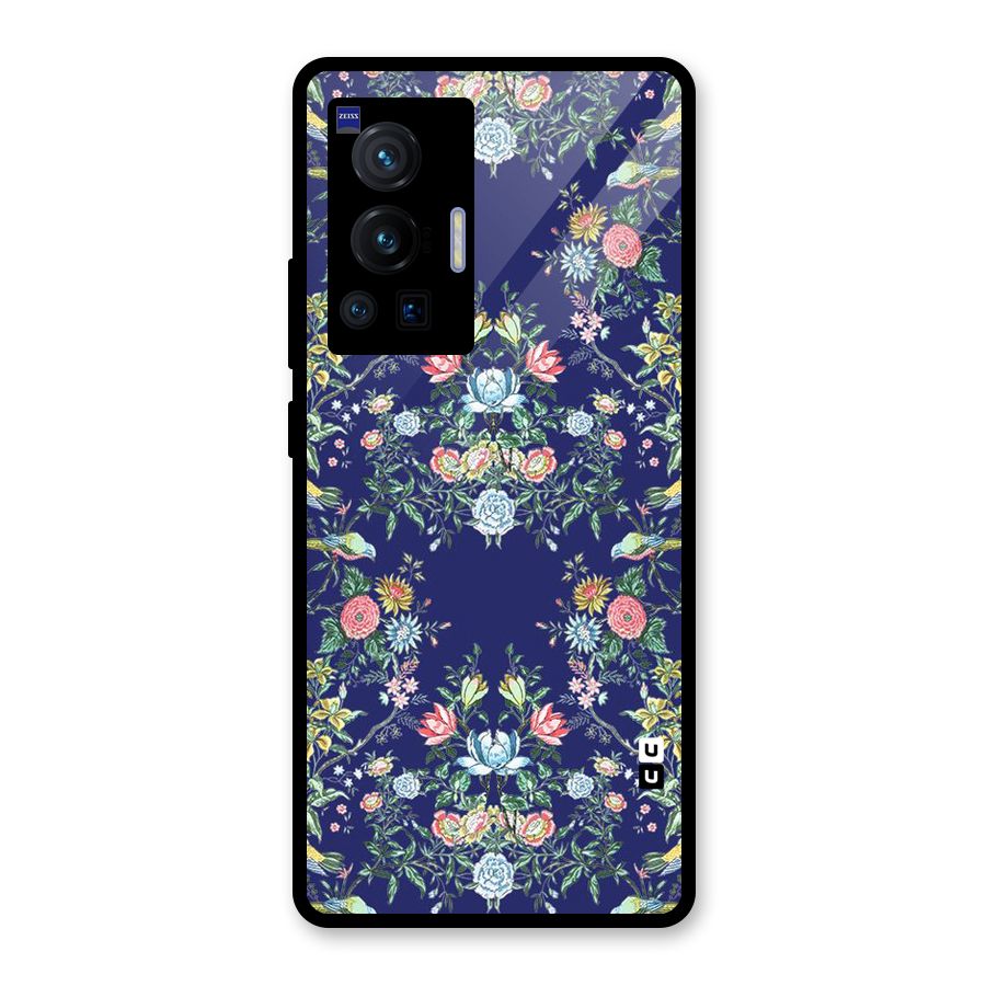Little Flowers Pattern Glass Back Case for Vivo X70 Pro