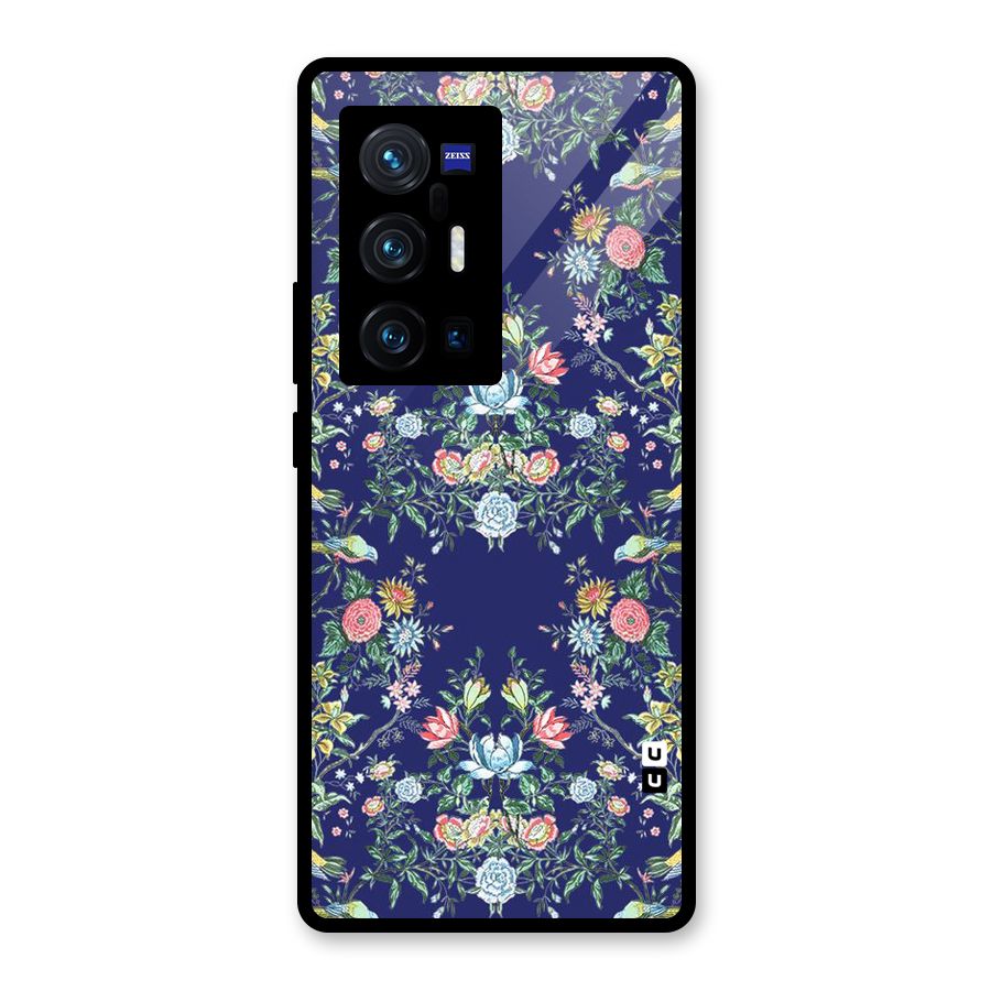 Little Flowers Pattern Glass Back Case for Vivo X70 Pro Plus