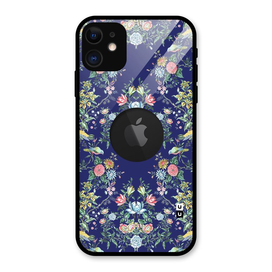 Little Flowers Pattern Glass Back Case for iPhone 11 Logo Cut