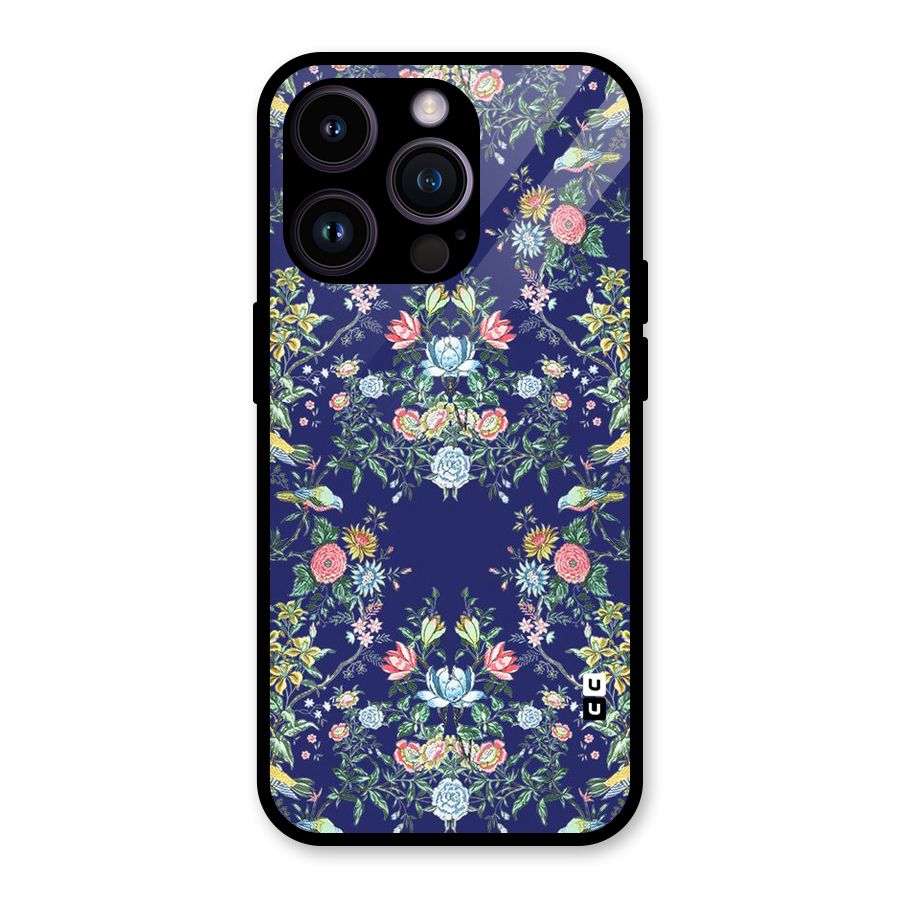 Little Flowers Pattern Glass Back Case for iPhone 14 Pro