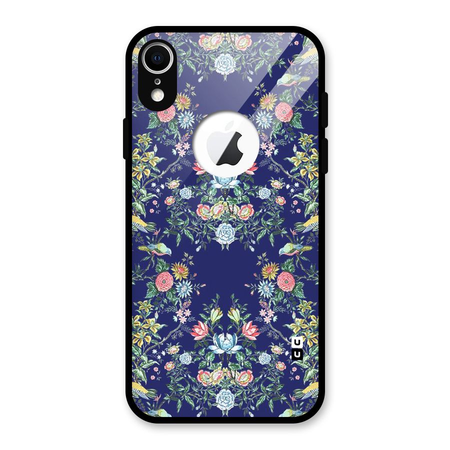 Little Flowers Pattern Glass Back Case for iPhone XR Logo Cut