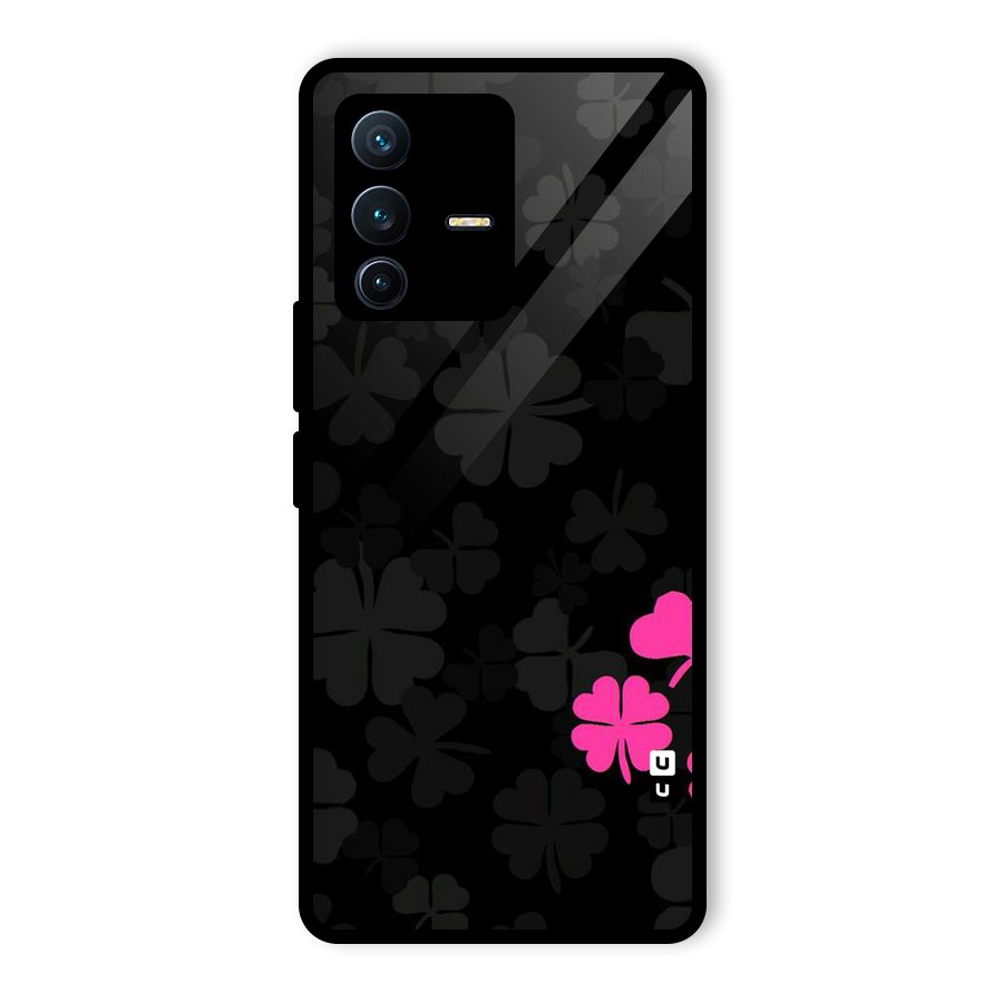 Little Pink Flower Glass Back Case for Vivo V23 Pro