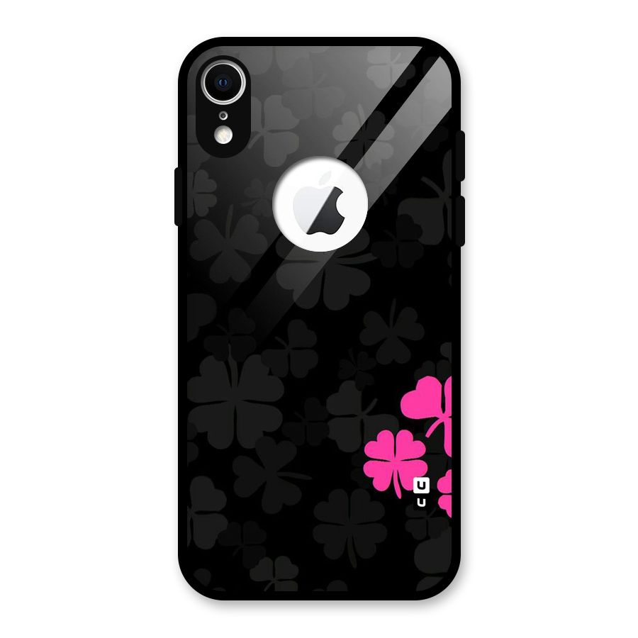 Little Pink Flower Glass Back Case for iPhone XR Logo Cut
