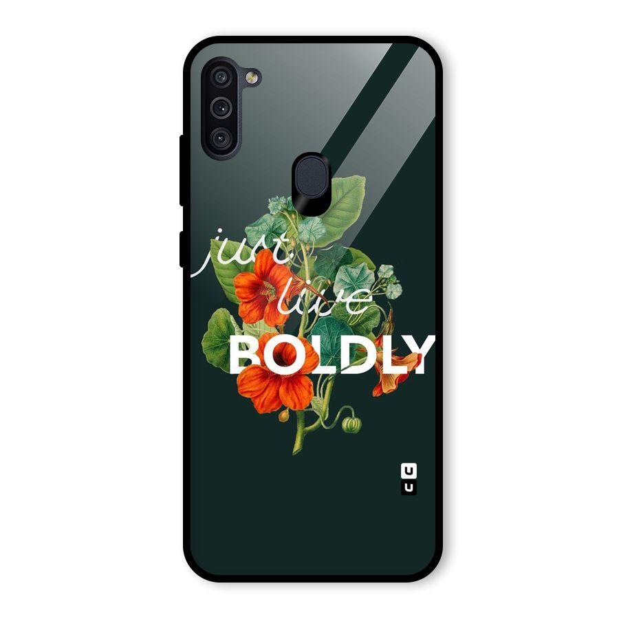 Live Boldly Glass Back Case for Galaxy M11