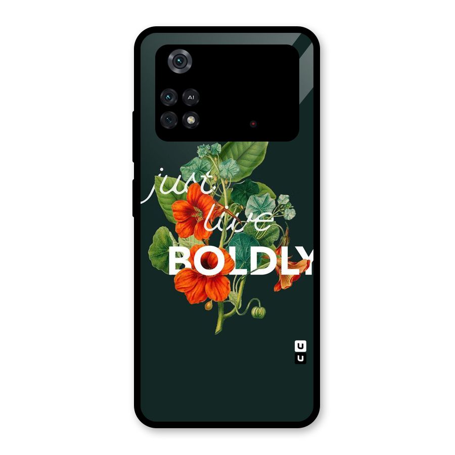 Live Boldly Glass Back Case for Poco M4 Pro 4G