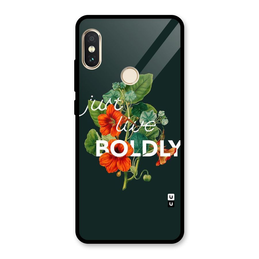 Live Boldly Glass Back Case for Redmi Note 5 Pro