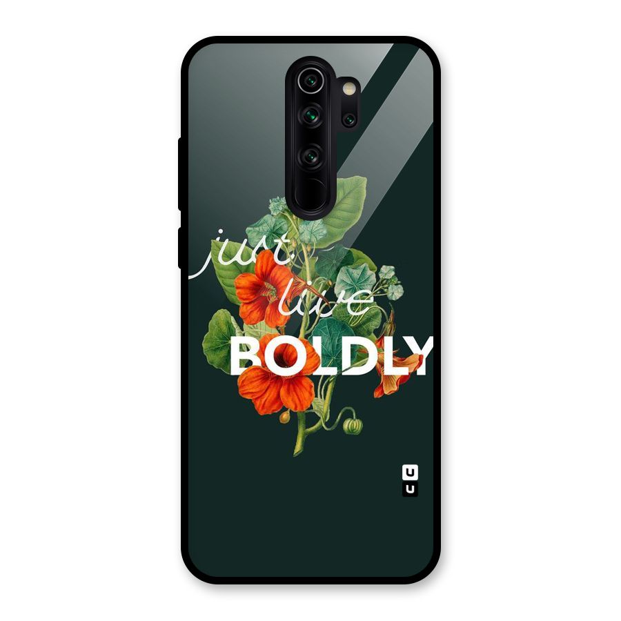 Live Boldly Glass Back Case for Redmi Note 8 Pro