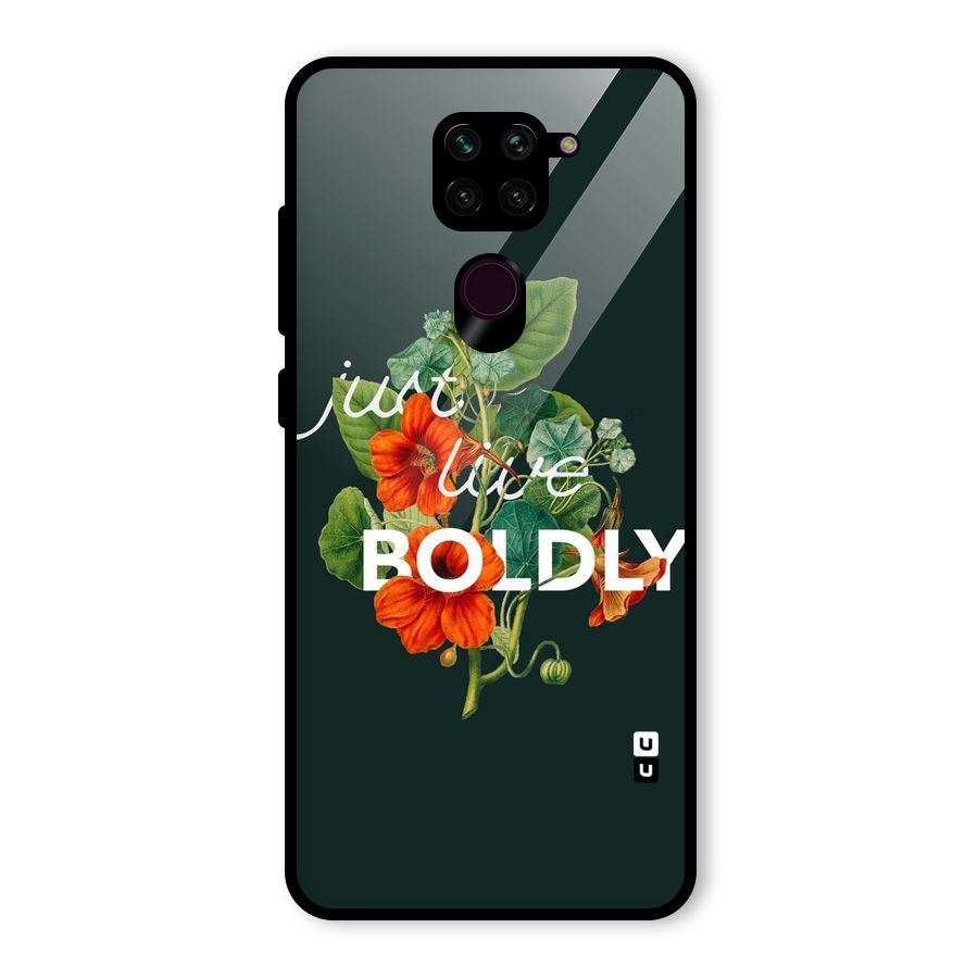 Live Boldly Glass Back Case for Redmi Note 9