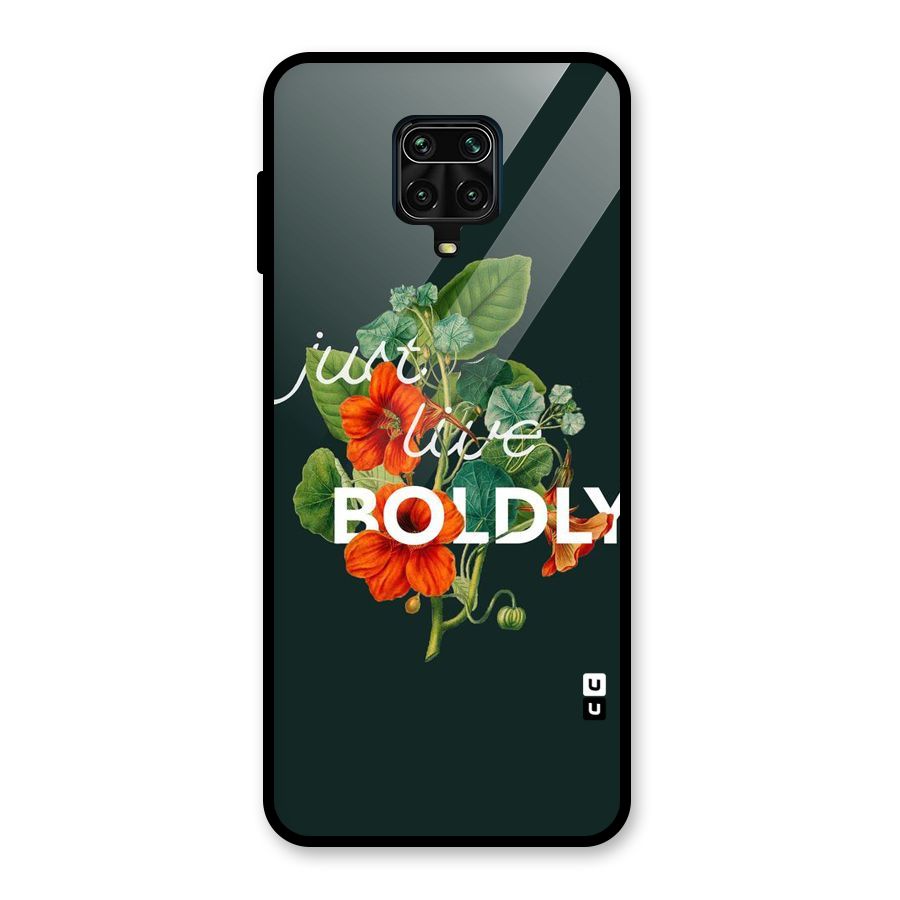 Live Boldly Glass Back Case for Redmi Note 9 Pro Max