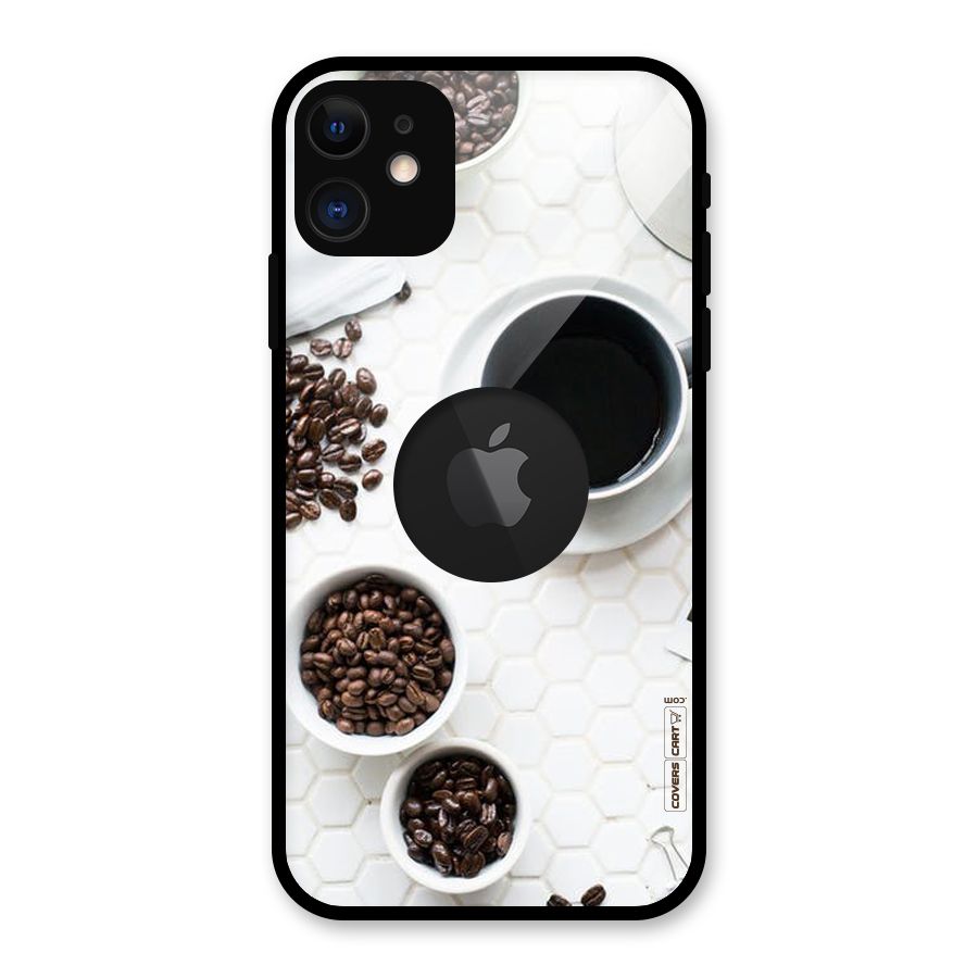 Live Coffee Glass Back Case for iPhone 11 Logo Cut