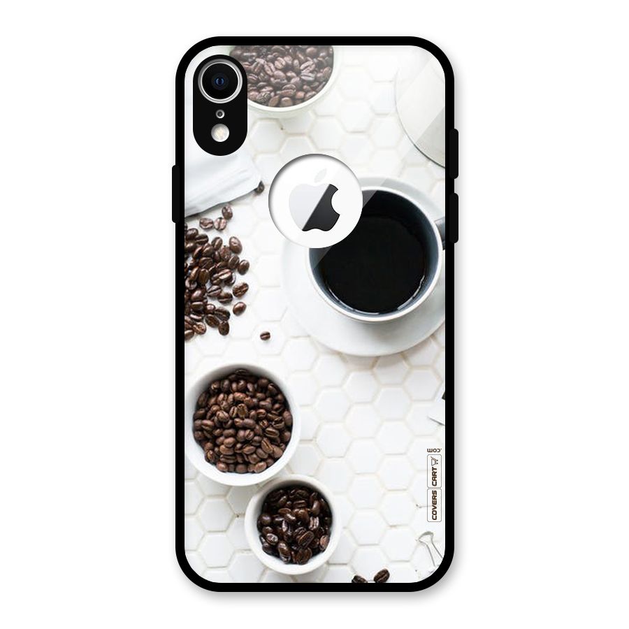 Live Coffee Glass Back Case for iPhone XR Logo Cut
