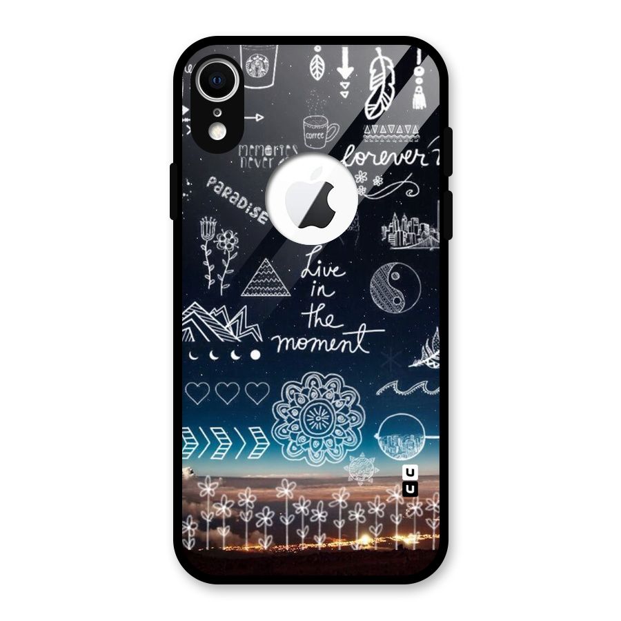 Live In The Moment Glass Back Case for iPhone XR Logo Cut