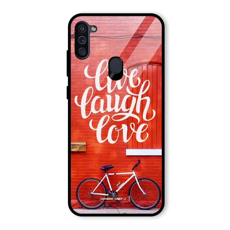 Live Laugh Love Glass Back Case for Galaxy M11