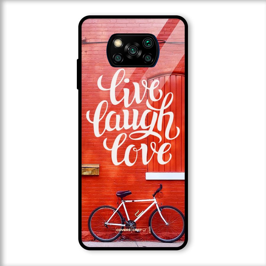 Live Laugh Love Glass Back Case for Poco X3