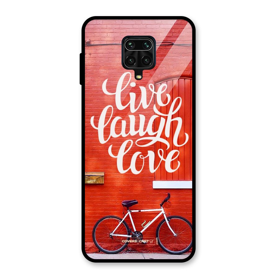 Live Laugh Love Glass Back Case for Redmi Note 9 Pro
