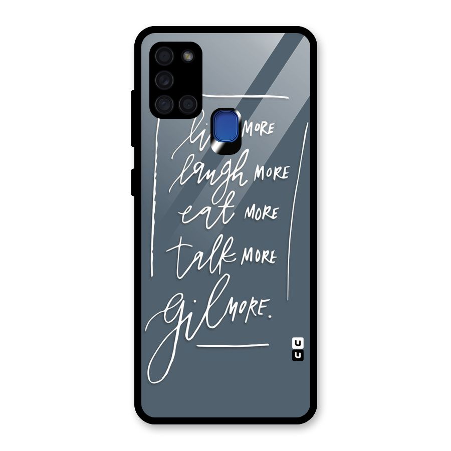 Live Laugh More Glass Back Case for Galaxy A21s
