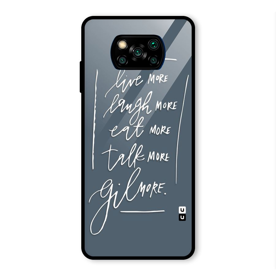 Live Laugh More Glass Back Case for Poco X3 Pro