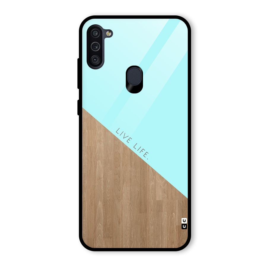 Live Life Glass Back Case for Galaxy M11