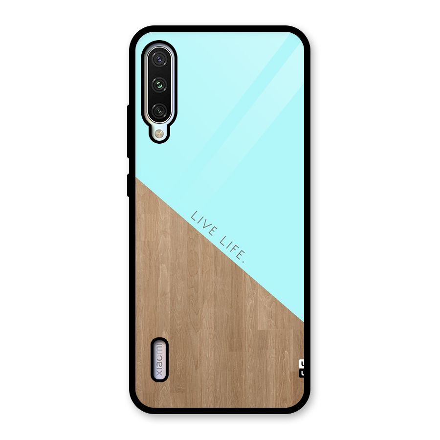 Live Life Glass Back Case for Mi A3