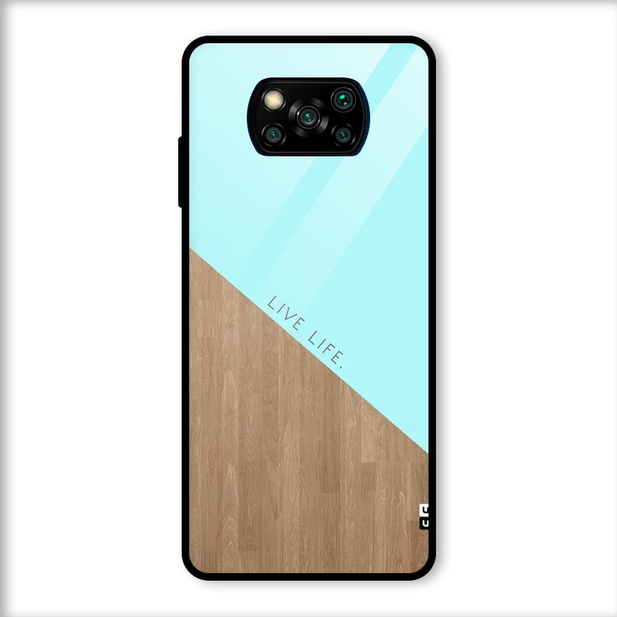Live Life Glass Back Case for Poco X3