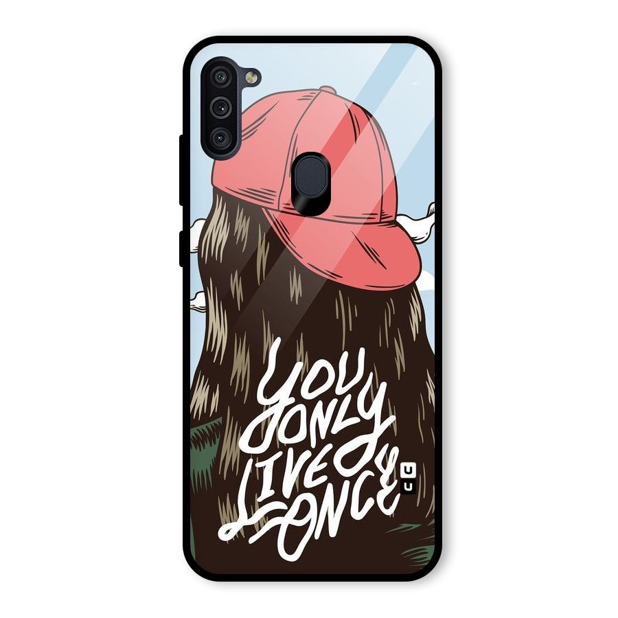 Live Once Glass Back Case for Galaxy M11
