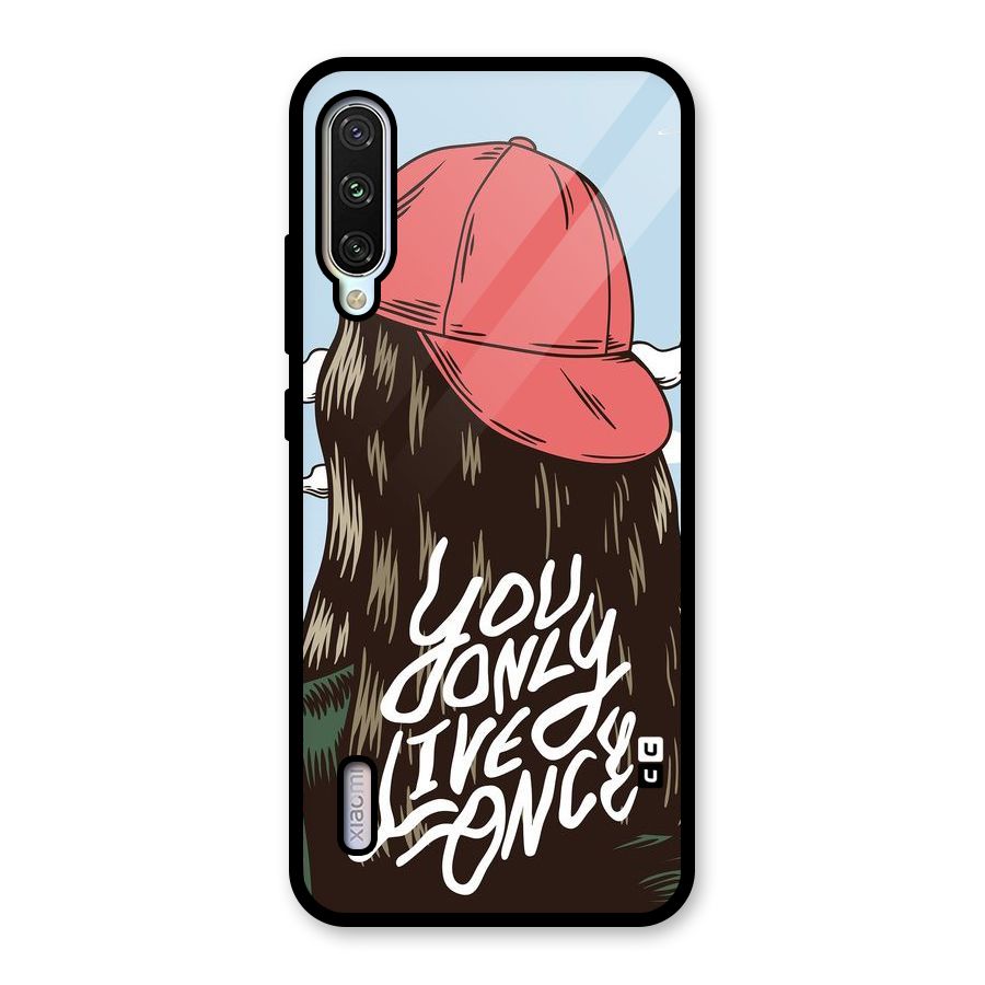 Live Once Glass Back Case for Mi A3