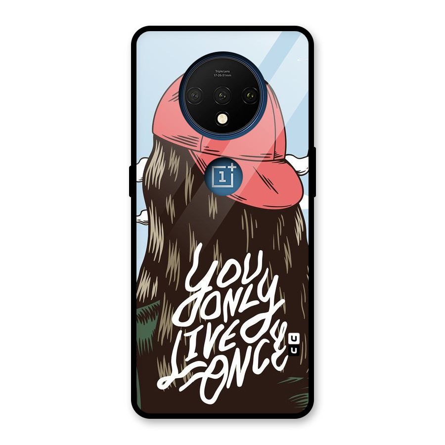 Live Once Glass Back Case for OnePlus 7T