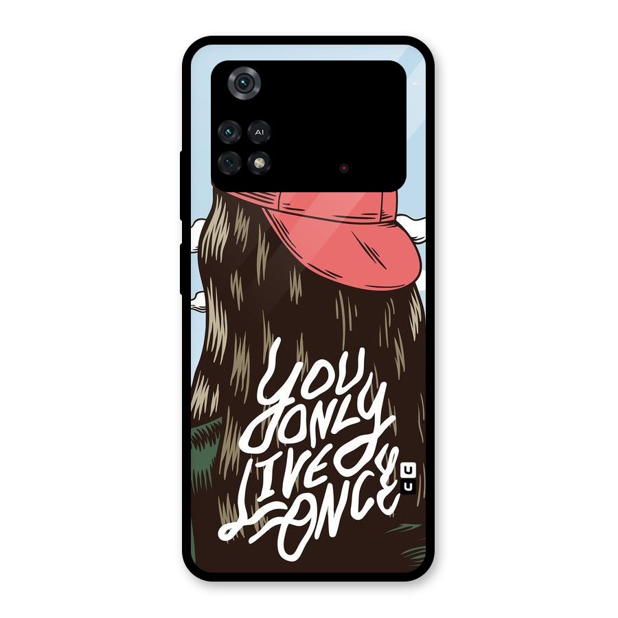 Live Once Glass Back Case for Poco M4 Pro 4G