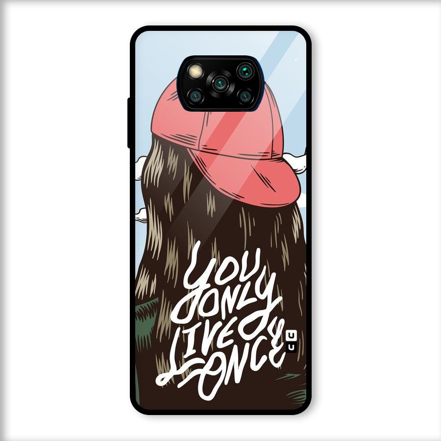 Live Once Glass Back Case for Poco X3