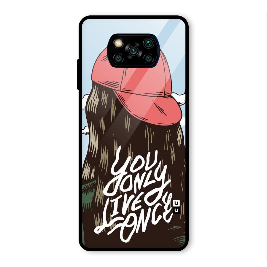 Live Once Glass Back Case for Poco X3 Pro