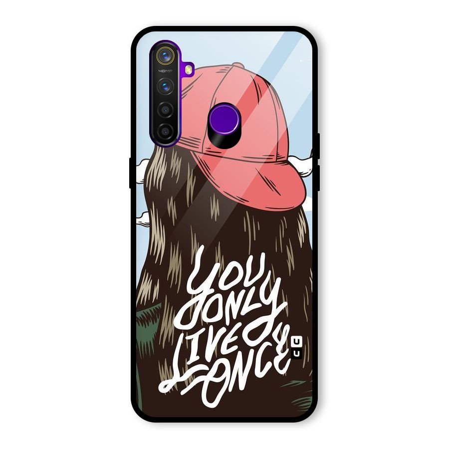 Live Once Glass Back Case for Realme 5 Pro