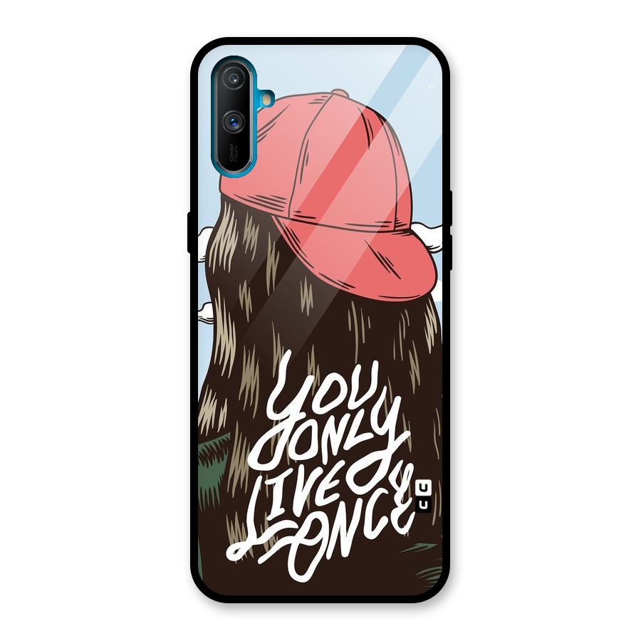 Live Once Glass Back Case for Realme C3