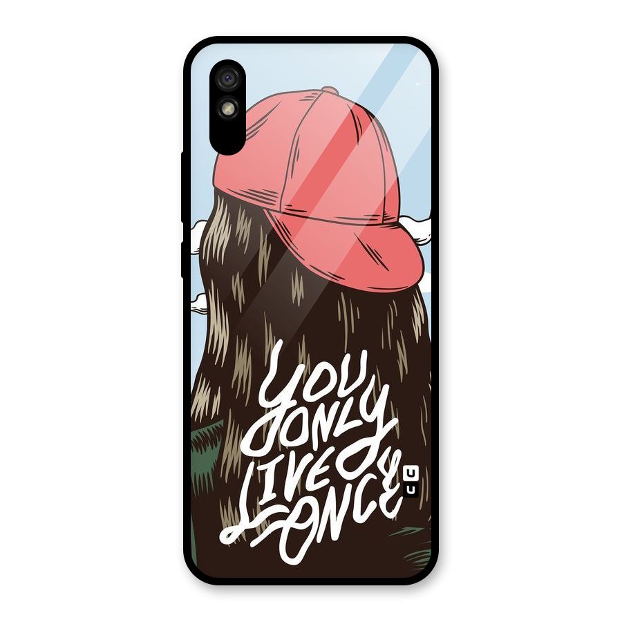 Live Once Glass Back Case for Redmi 9A