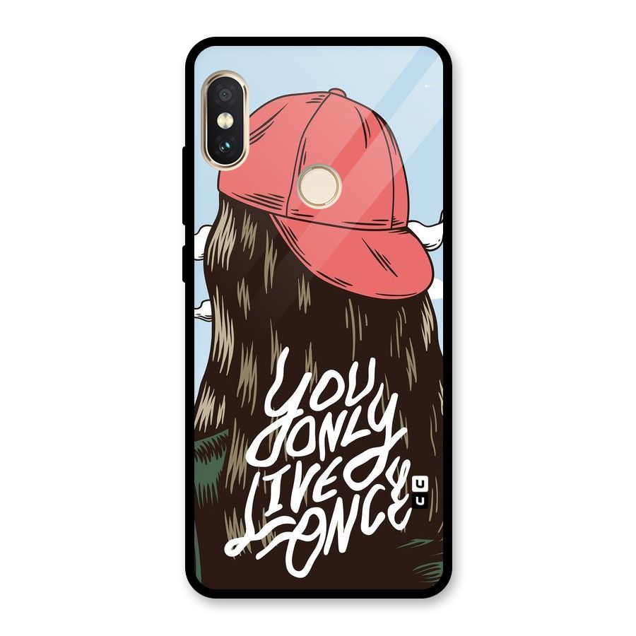 Live Once Glass Back Case for Redmi Note 5 Pro