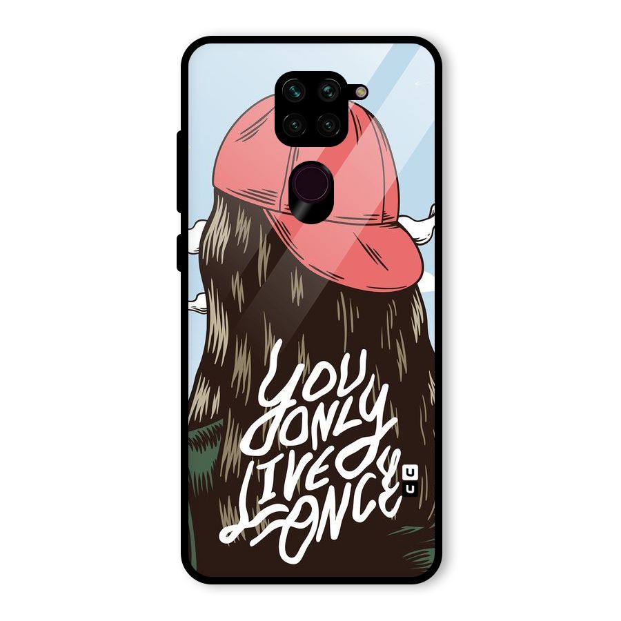 Live Once Glass Back Case for Redmi Note 9
