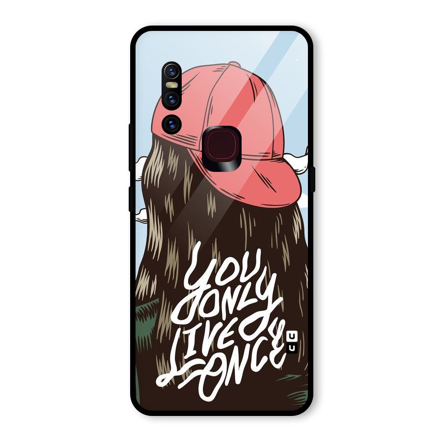Live Once Glass Back Case for Vivo V15