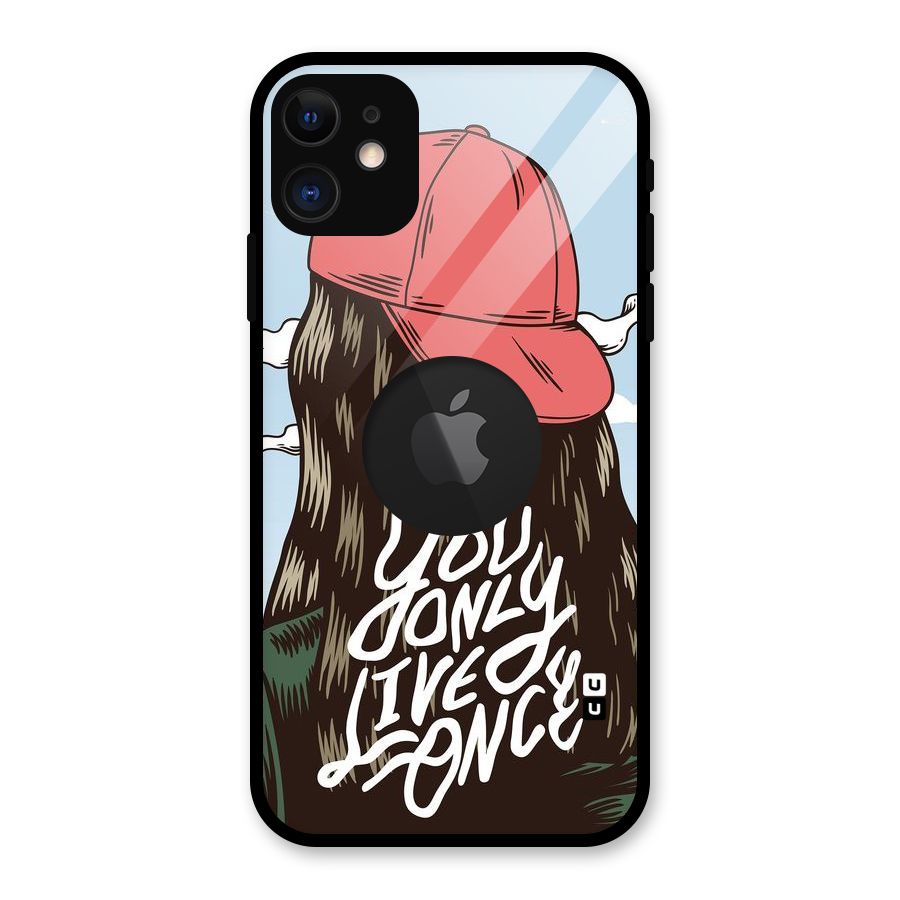Live Once Glass Back Case for iPhone 11 Logo Cut