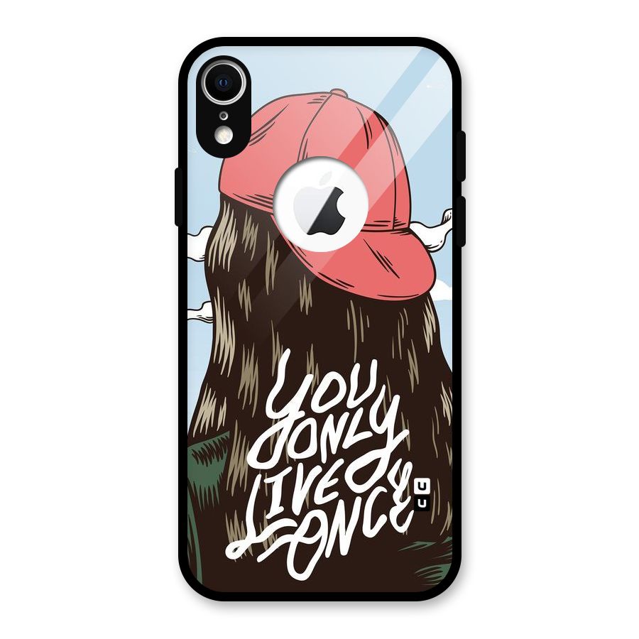 Live Once Glass Back Case for iPhone XR Logo Cut