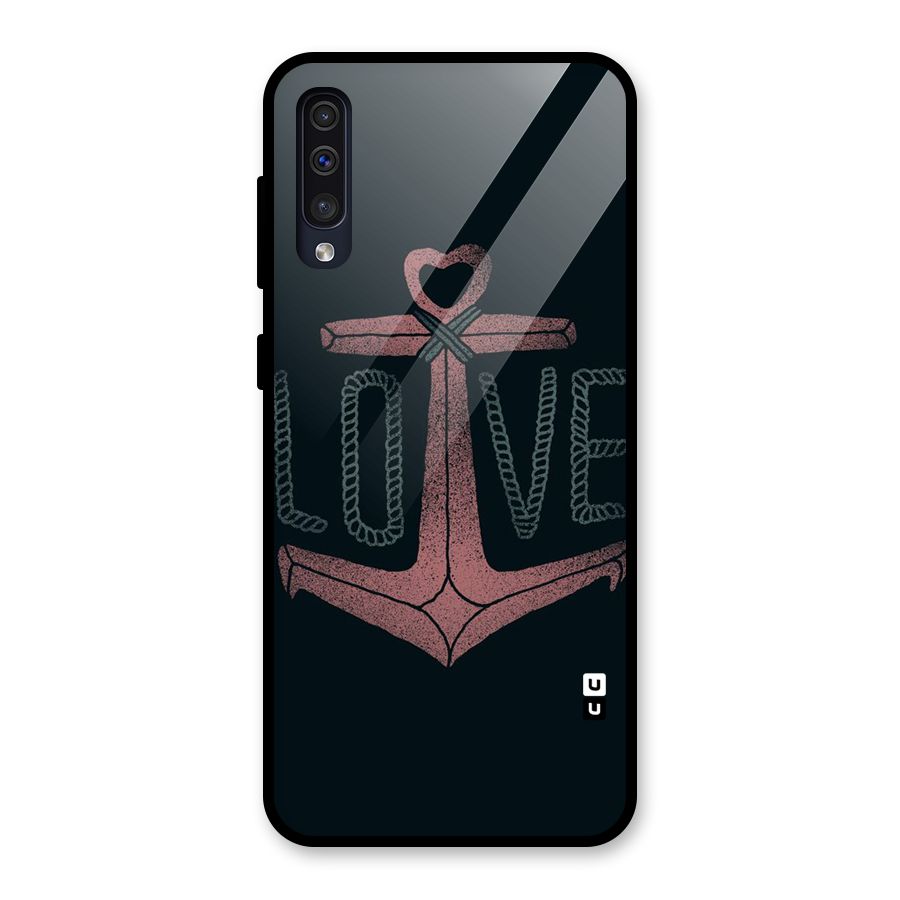 Love Anchor Form Glass Back Case for Galaxy A50